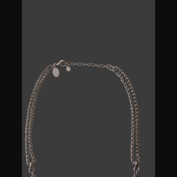 Vintage White House Black Market Clear Crystal Black Enamel Silver 20" Necklace - Picture 3 of 13